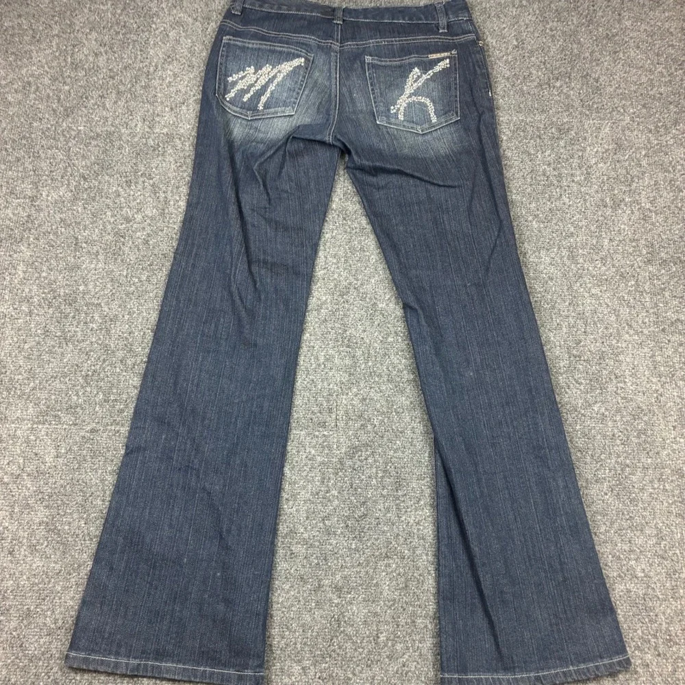 Michael Kors Womens Size 4 30x32 Dark Wash Rhinestone Logo Bootcut Jeans